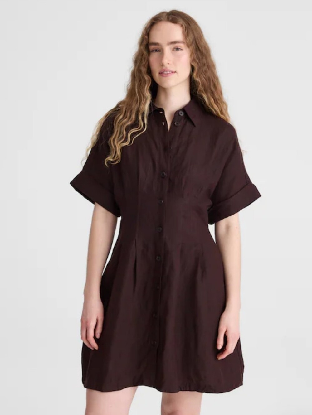 Madewell The Perry Linen Mini ShirtDress - cocoa